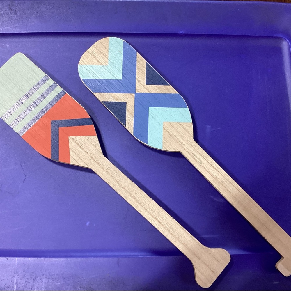 NWTS set of 2 geometric paddles wall decor - 16” by 3.75” wide with hangers